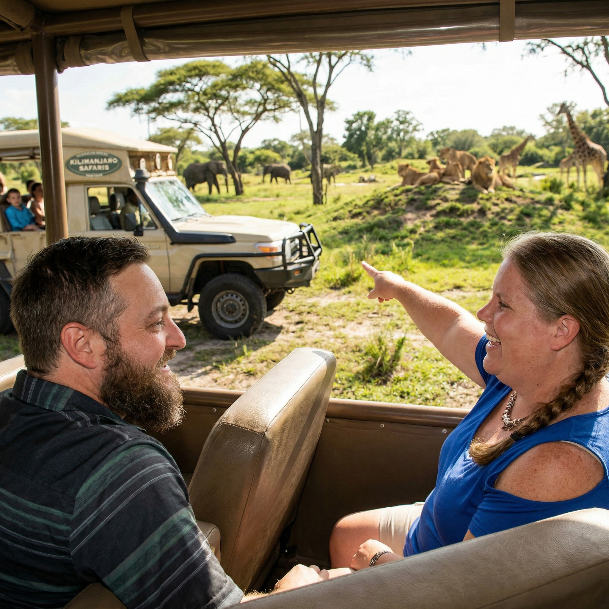 Jeffrey and Cassie Davidson on Kilimanjaro Safaris at Disney's Animal Kingdom